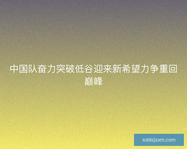 中国队奋力突破低谷迎来新希望力争重回巅峰